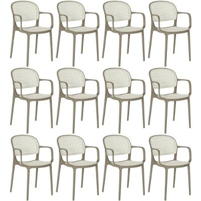 Kit 12 Cadeiras De Jantar Roma Prática Com Braços Para Sala