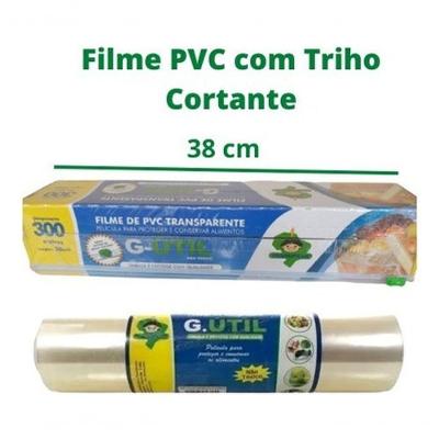 Filme PVC Linha Doméstica G-Útil com Trilho Cortante 38CM X 300M Transparente Guarufilme