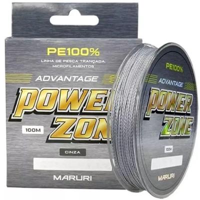 Linha de Pesca Multifilamento Power Zone 4X 0,30MM 100M 44LB 20KG Cinza Maruri Fishing