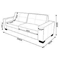 Sofá 3 Lugares Pés Madeira Kenny Couro Off White - 3