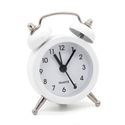 Relógio Despertador de Mesa OEM Mini Analógico Pequeno Redondo com Alarme Bip Branco