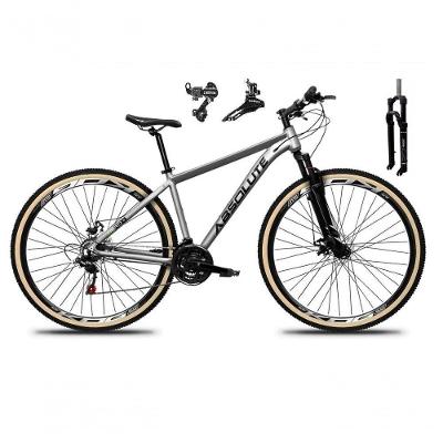 Bicicleta Aro 29 Absolute Nero 5 Alumínio Câmbios Shimano 24v Garfo Com Trava Mountain Bike Cinza 19