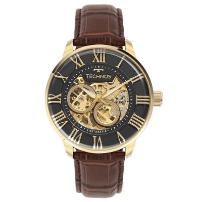 Relógio de Pulso Masculino G3265AT-0M Analógico com Pulseira de Couro Automático Dourado