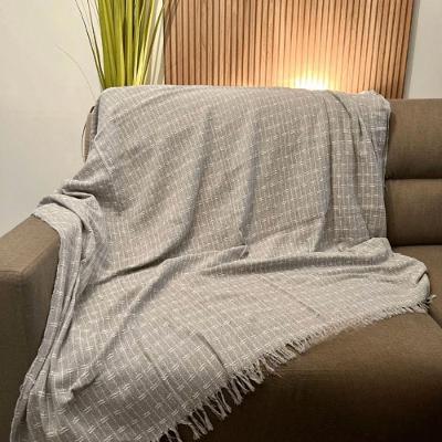 Kit 2 Mantas para Sofá Ou Cama 2,50x1,80CM 100% Algodão Macio Cinza Claro-br