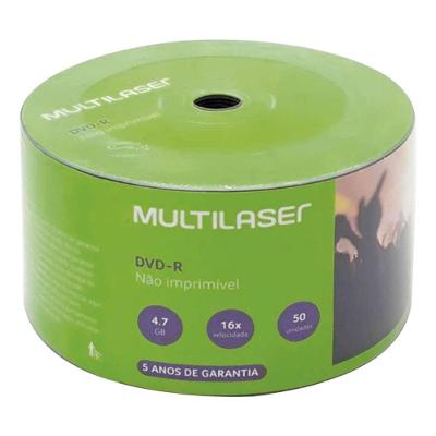 DVD-R Multi Dv061 para Gravação de Arquivos 4,7GB 16X Pack com 50 Unidades Transparente