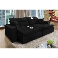 Sofá Londres 2.10m Retrátil E Reclinável Pillow Top - Preto