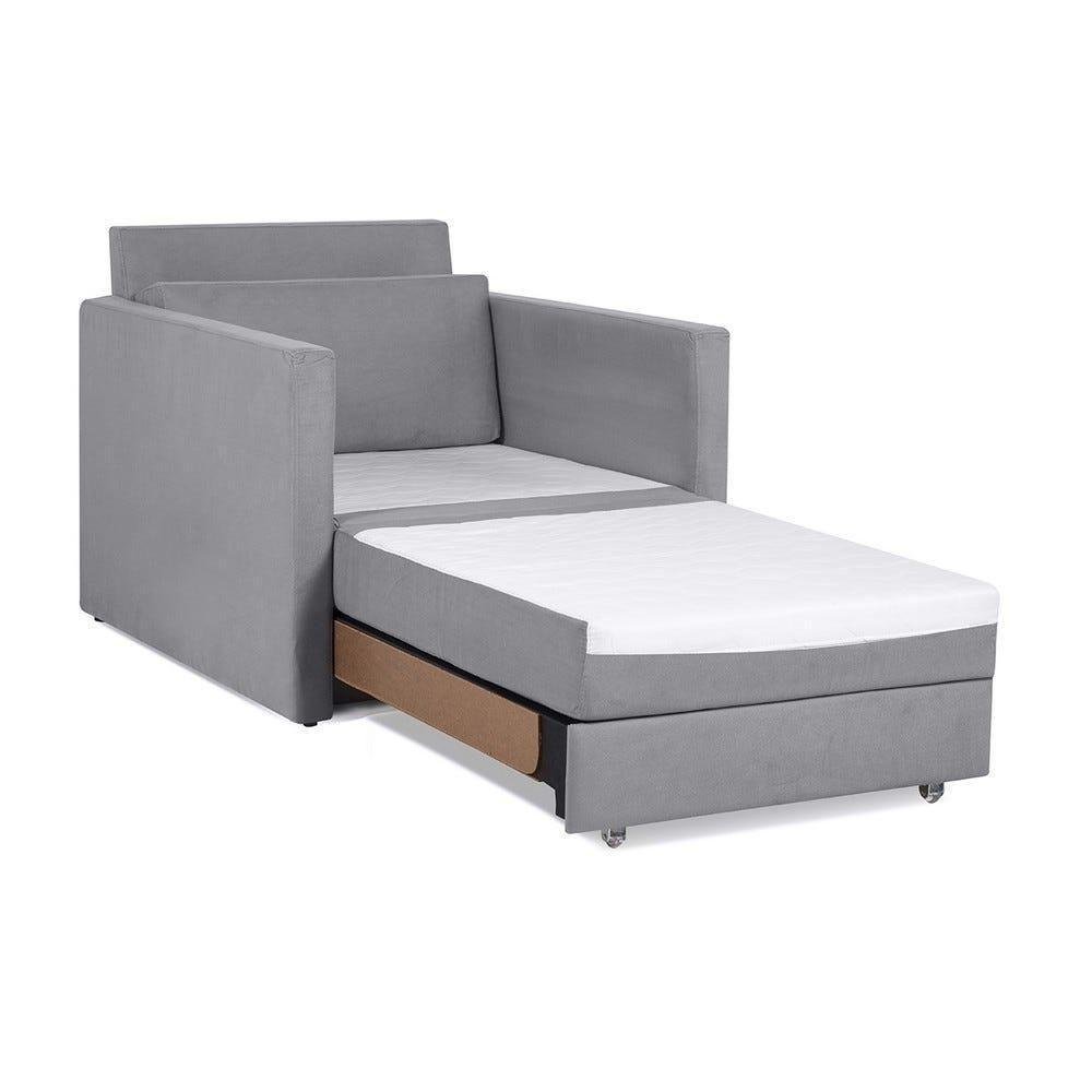 Sofá Cama Castor Solteiro Salerno Max Suede Cinza - 4
