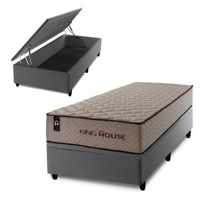 Cama Box Baú San Diego 96x203 Cinza Espuma D33 King House