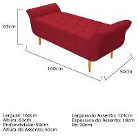 Recamier Estofado Ari 160cm Queen Size Suede Vermelho - 3