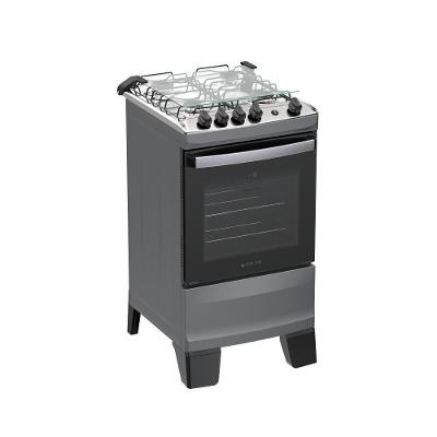 Fogão 4 Bocas Atlas Agile Up Com Mesa De Inox A Gás Bivolt Titanium