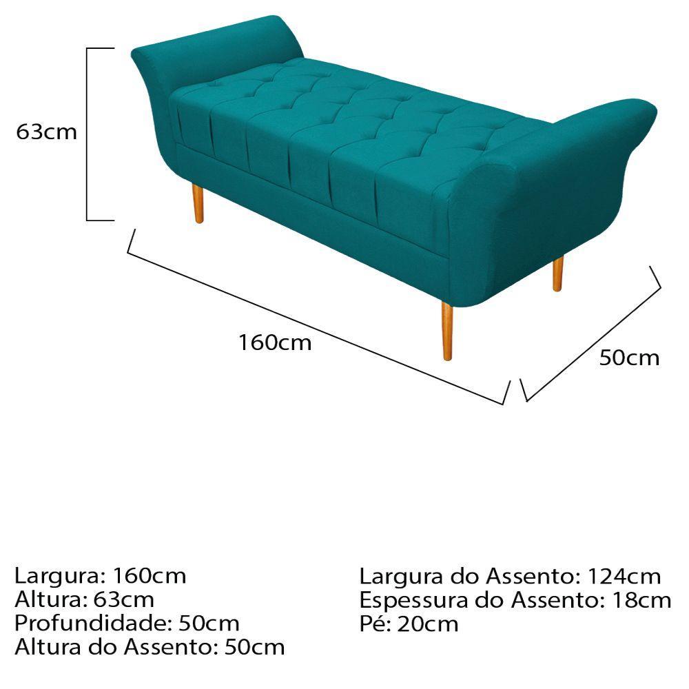 Recamier Estofado Ari 160cm Queen Size Suede Azul Turquesa - 4
