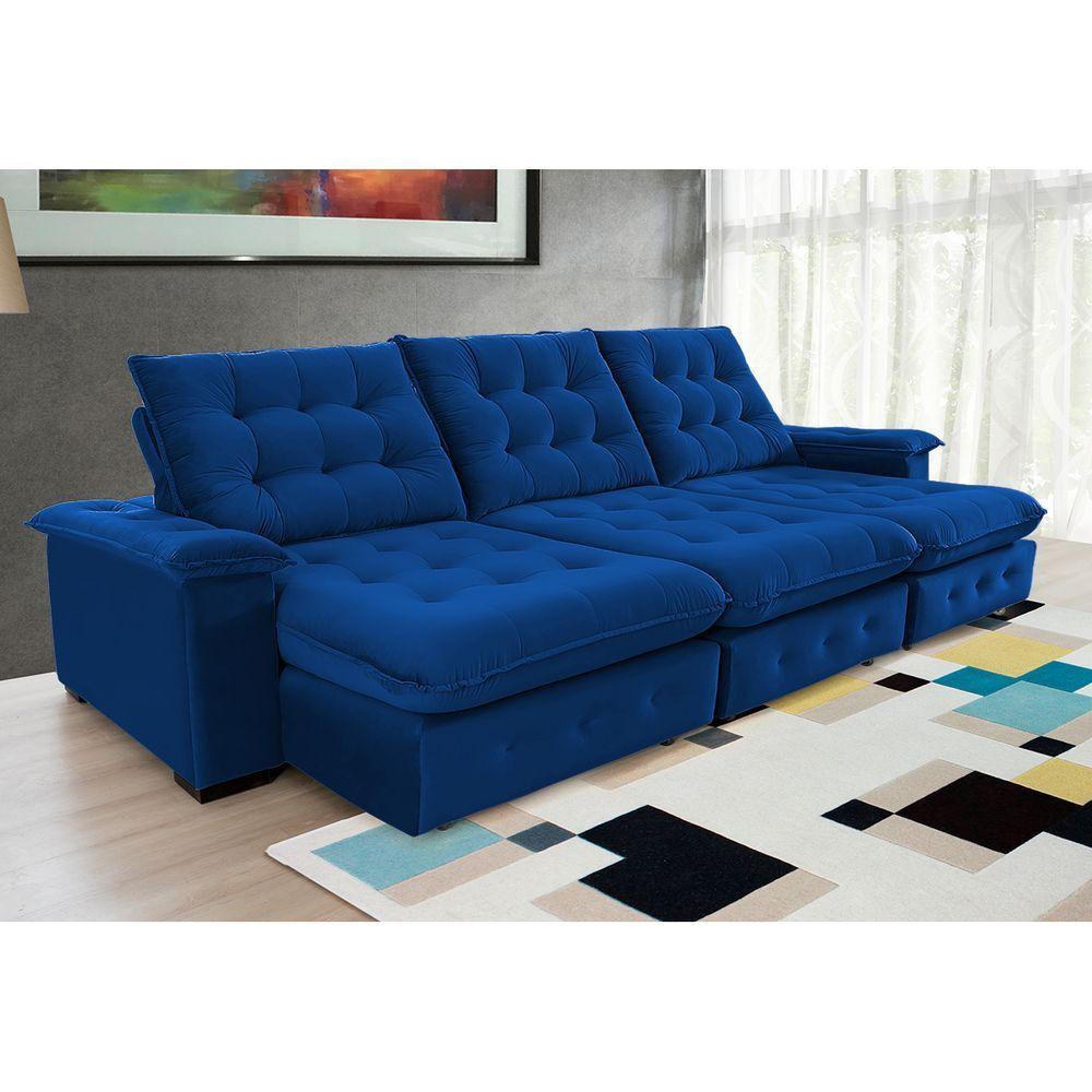 Sofá Coliseu 3.40m Retrátil E Reclinável Super Pillow - Azul - 4