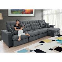 Sofá Coliseu 4.00m Retrátil E Reclinável Super Pillow - Chumbo