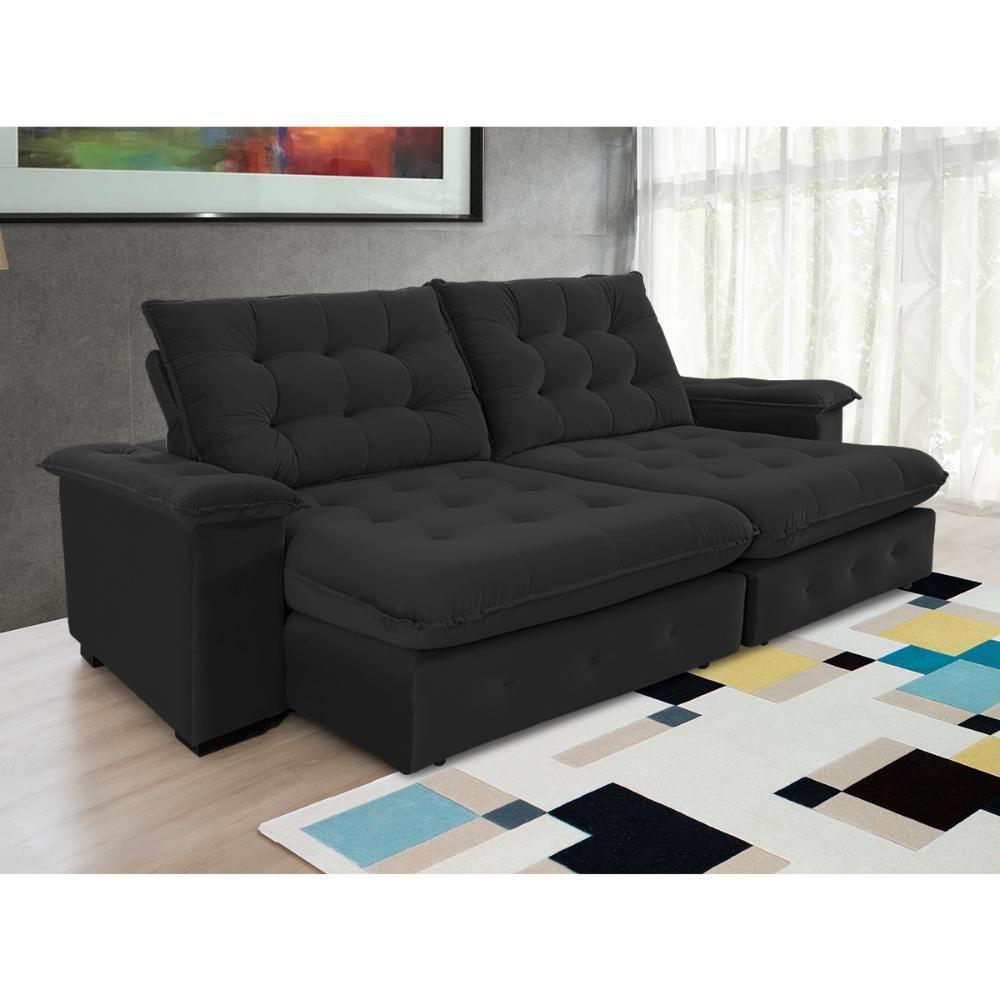 Sofá Coliseu 2.60m Retrátil E Reclinável Super Pillow - Preto - 1