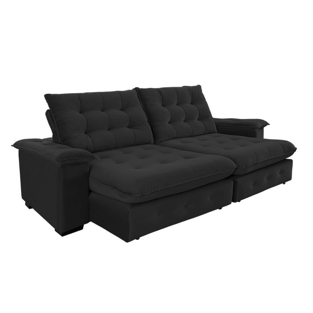 Sofá Coliseu 2.60m Retrátil E Reclinável Super Pillow - Preto - 8