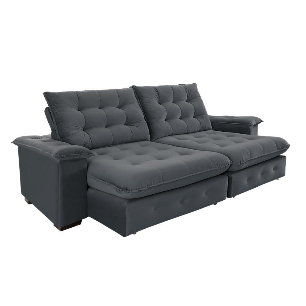 Sofá Coliseu 2.60m Retrátil E Reclinável Super Pillow - Chumbo - 1