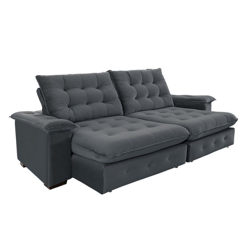 Sofá Coliseu 2.60m Retrátil E Reclinável Super Pillow - Chumbo - 6
