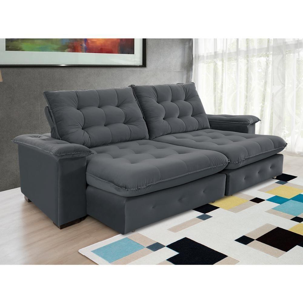 Sofá Coliseu 2.60m Retrátil E Reclinável Super Pillow - Chumbo - 8