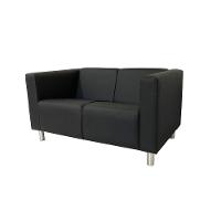 Sofá Nilo Sala Recepção 2 Lugares - Preto - Cor: Preto