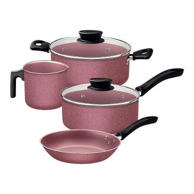 Jogo Panelas Tramontina Linz Starflon Max Rosa 04 Peças Aluminio Antiaderente Tramontina