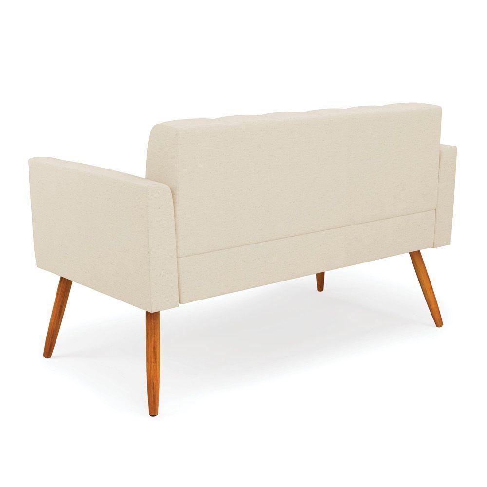 Sofá Namoradeira Elisa Linho Bege A19 Pés Palito Castanho - D'rossi - 6