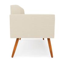 Sofá Namoradeira Elisa Linho Bege A19 Pés Palito Castanho - D'rossi