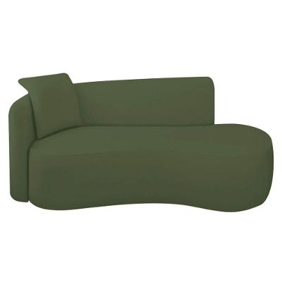 Divã Recamier Suíça Curvo Sala Recepção 180cm Lado Direito Linho Verde