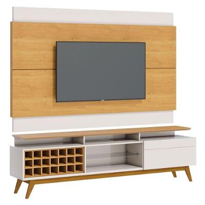 Rack Com Painel Classic +ad 2.2 Nature Com Off White - Imcal Móveis