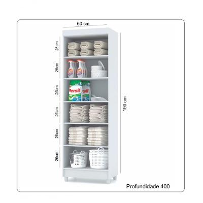 Armário Multiuso Dispensa 2 Portas 4 Prateleiras MDP 60CM Branco