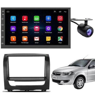 Central Multimídia Automotiva Android Auto Fiat Siena Moldura + Câm Preto 7 TOUCH SCREEN Bluetooth