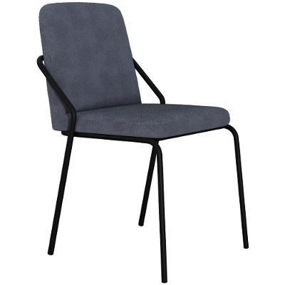 Cadeira Estofada Para Sala De Jantar Loft Preto C01 Bouclê Nuvem - Lyam Decor