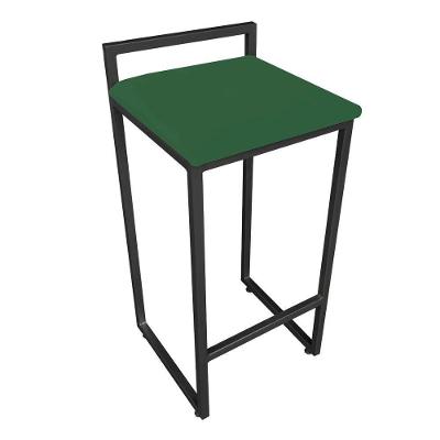 Banqueta Alta Lavinia Suede Verde Base Preto