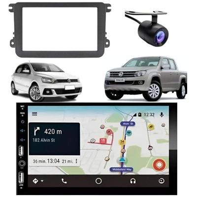 Central Multimídia Automotiva Carplay Android Jetta 2DIN com Bluetooth e Câmera de Ré Preto