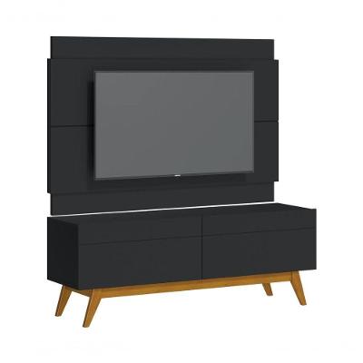 Rack Com Painel Classic 2g 1.4 Preto - Imcal Móveis