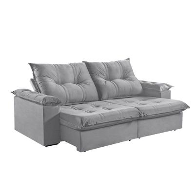 Sofá 4 Lugares Retrátil 250cm Pillow Top Reclinável Cinza