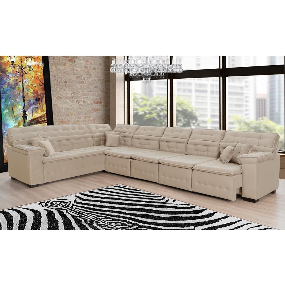 Sofá Magno 4.57x2.37m De Canto, Retrátil E Reclinável - Bege - 2