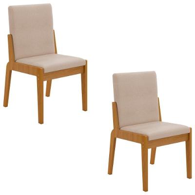 Conjunto De 2 Cadeiras Sinfonia Com Estofado Em Linho Naturale/creme Naturale/creme