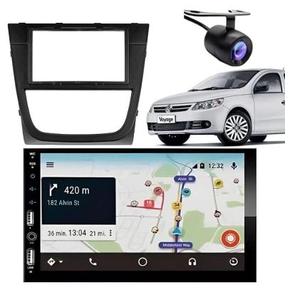 Central Multimídia Automotiva Saveiro G5 2DIN Bluetooth, MP5 DVD, Moldura e Câmera de Ré Preta