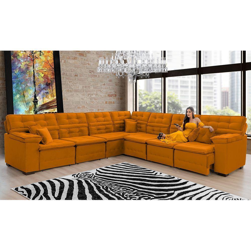 Sofá Magno 3.77x3.97m De Canto, Retrátil E Reclinável - Terra - 1