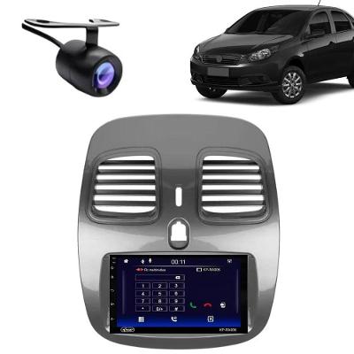Central Multimídia Automotiva Android Auto Grand Siena Moldura + Câm Grafite 7 Bluetooth Wi-Fi USB