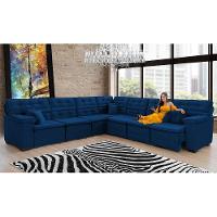 Sofá Magno 3.97x3.32m De Canto, Retrátil E Reclinável - Azul
