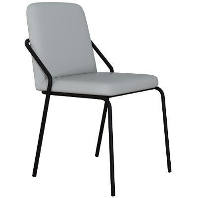 Cadeira Estofada Para Sala De Jantar Loft Preto C01 Courino Saturno Off White - Lyam Decor