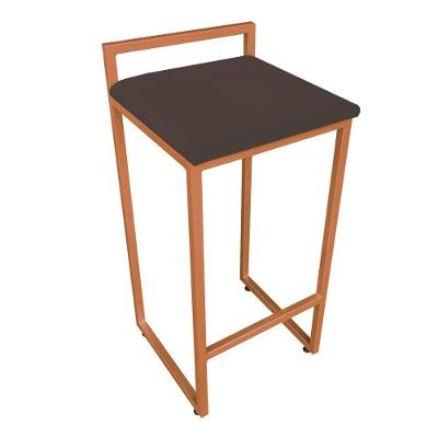 Banqueta Alta Lavinia Suede Marrom Base Cobre