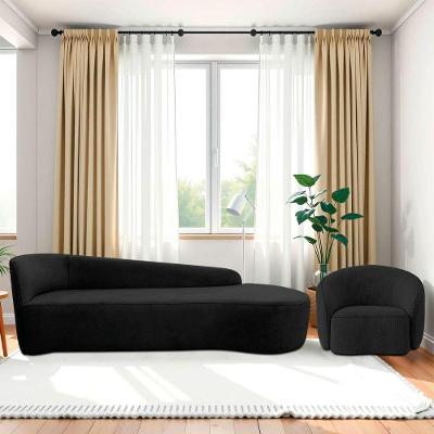 Kit Divã Recamier Orgânico França 250cm Lado Direito E Poltrona Amore Linho Preto