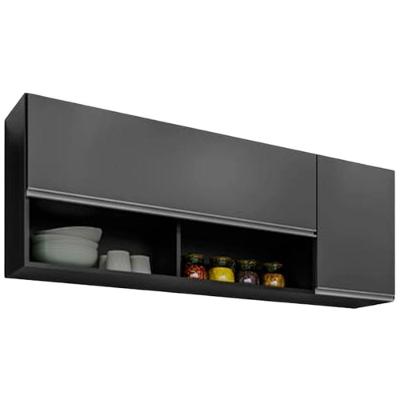 Armario Aereo 2 Portas Bp Maya 150 Cm Preto Grafite Eratto Moveis