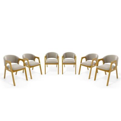 Kit Com 6 Cadeiras Agatha Madeira Maciça Estofada Para Mesa De Jantar Veludo Bege 102