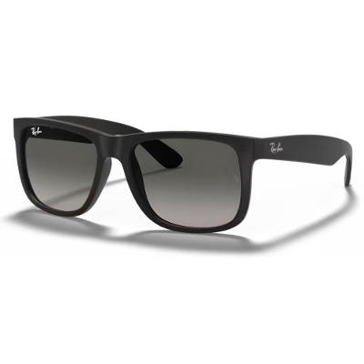 Óculos De Sol Ray-ban Justin Preto Emborrachado Lente Cinza-escuro Degradê Rb4165l 601/8g 57