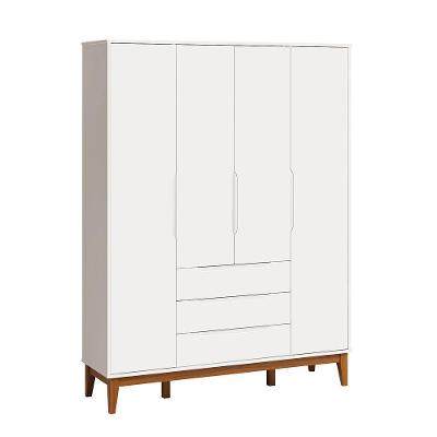 Roupeiro Elfe Classic 4 Portas 3 Classic Gavetas Branco Fosco - Moveisaqui