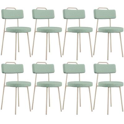 Kit 08 Cadeiras Decorativa Estofada Para Sala De Jantar Barcelona Arena L02 Linho Verde Menta - Lyam Decor