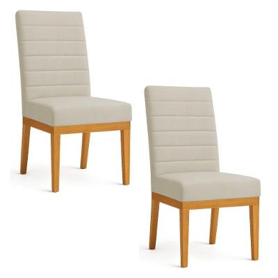 Kit 2 Cadeiras De Jantar Solana Suede Base De Madeira - Pallazio Cor Cappuccino